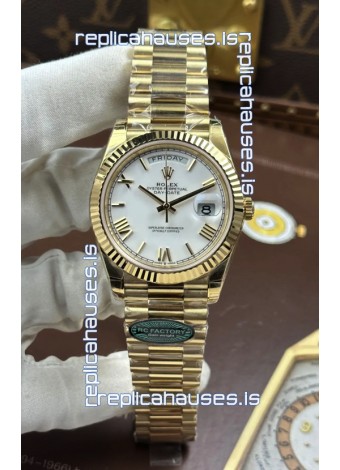 Rolex Day Date 228238 Yellow Gold White Roman Dial Super Clone Watch 