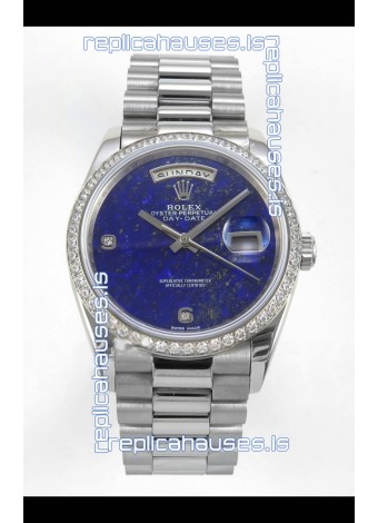 Rolex Day Date Blue Lapis Dial Diamonds Bezel 36MM Swiss Replica Watch 
