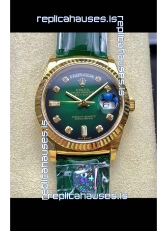 Rolex Day Date 128238 Yellow Gold Green Ombre Diamonds Dial Super Clone Watch 