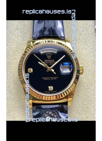 Rolex Day Date 128238 Yellow Gold Black Dial Super Clone Watch 