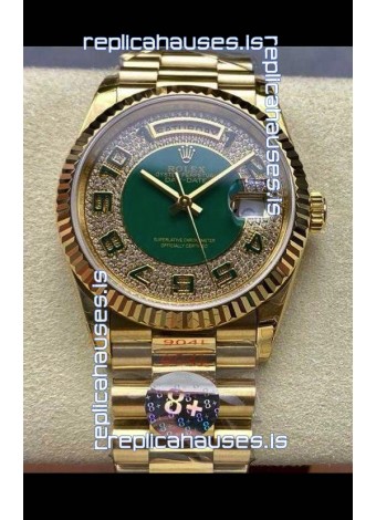 Rolex Day Date 118238 Yellow Gold Diamonds Dial Super Clone Watch 