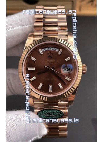 Rolex Day Date 228236 Rose Gold Brown Dial Super Clone Watch 