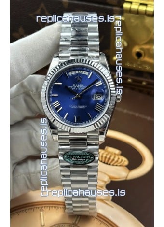 Rolex Day Date 228236 Stainless Steel Blue Roman Dial Super Clone Watch 