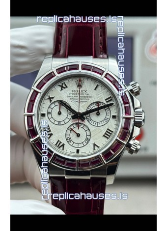 Rolex Daytona 116589SALV FREE SPRUNG MVMT White Gold Red Rubies Meteorite Super Clone Watch 