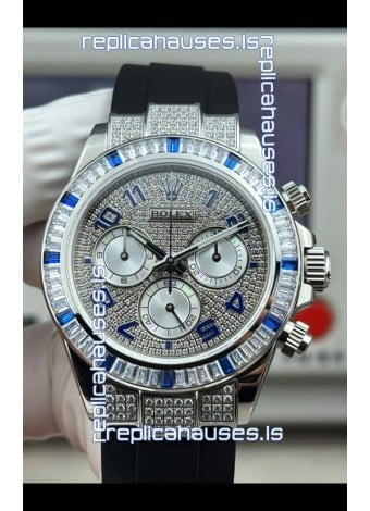 Rolex Daytona 116599 FREE SPRUNG MVMT White Gold Diamonds Paved Super Clone Watch 
