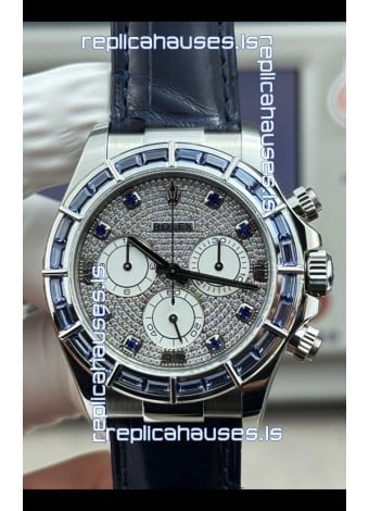 Rolex Daytona 116589SALV FREE SPRUNG MVMT White Gold Diamonds Dial Super Clone Watch 
