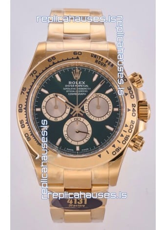 Rolex Daytona 126508 Yellow Gold Green Dial FREE SPRUNG MVMT Super Clone Watch 