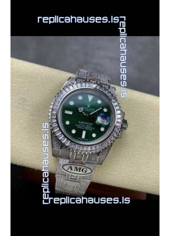 Rolex Submariner 116610 Iced Out Edition 19 Green Dial Swiss Replica Watch 