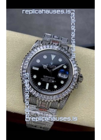 Rolex Submariner 116610 Iced Out Edition 18 Black Dial Swiss Replica Watch 