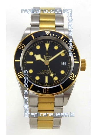 Tudor Black Bay 41 Two Tone Yellow Gold Black Dial Super Clone Watch 
