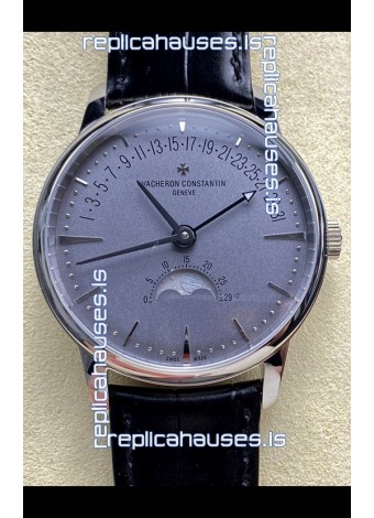 Vacheron Constantin Patrimony Moonphase Stainless Steel Grey Dial Swiss Replica Watch 