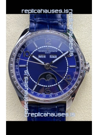 Vacheron Constantin Fiftysix Moonphase Blue Dial Steel Case Swiss Replica Watch 