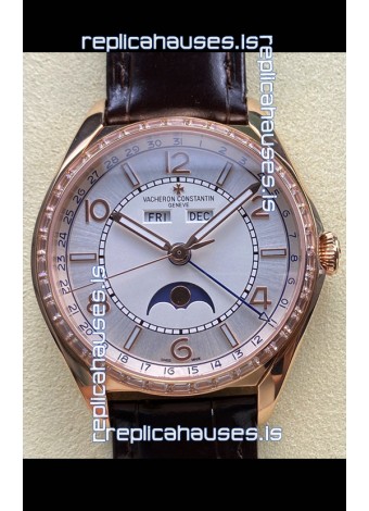 Vacheron Constantin Fiftysix Moonphase Steel Dial Rose Gold Swiss Replica Watch 