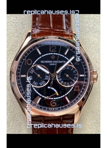Vacheron Constantin Fiftysix Day-Date Rose Gold Black Dial Swiss Replica Watch 