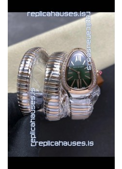 Serpenti Tubogas Double Spiral Green Dial Two Tone Super Clone Watch 