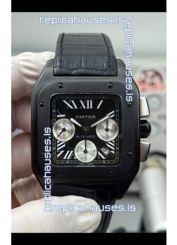 Cartier Santos 100 DLC Coating Black Dial 44MM Swiss Replica Watch 