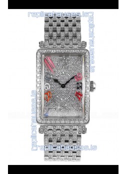 Franck Muller Long Island Color Dreams Stainless Steel Diamonds Swiss Replica Watch 
