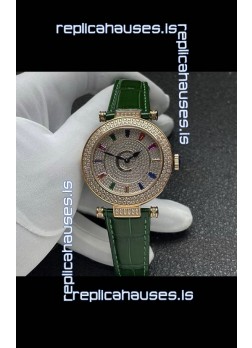 Franck Muller Double Mystery Swiss Quartz Watch in Gold Diamonds Casing