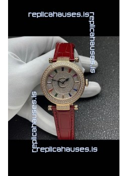 Franck Muller Double Mystery Swiss Quartz Watch in Gold Diamonds Casing