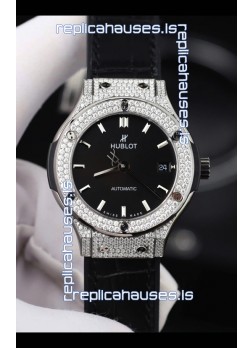 Hublot Classic Fusion Diamonds Steel Black Dial 38MM Super Clone Watch 