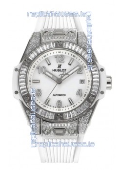 Hublot Big Bang One Click moissanite Paved Casing Super Clone Watch White Dial