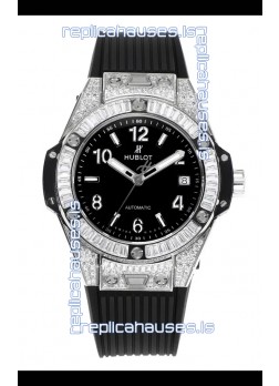 Hublot Big Bang One Click moissanite Paved Casing Super Clone Watch Black Dial
