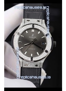 Hublot Classic Fusion Diamonds Steel Grey Dial 38MM Super Clone Watch 