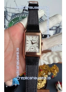 Jaeger-LeCoultre Reverso Tribute Duoface Rose Gold White & Black Dial Super Clone Watch 