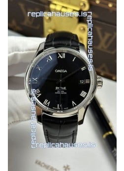 Omega De Ville Co-Axial 41MM Black Dial Leather Strap Super Clone Watch 