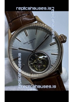 Patek Philippe Japanese Tourbillon Rose Gold Grey Dial Japanese Replica Watch 