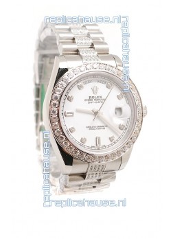 Rolex Day Date Silver Swiss Mens Watch