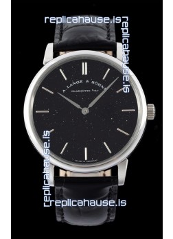 A.Lange & Sohne Saxonia Thin Swiss Replica Watch Steel Case Black Dial