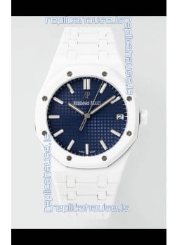 Audemars Piguet Royal Oak 15500 White Ceramic Super Clone Blue Dial Watch 