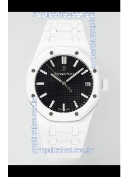 Audemars Piguet Royal Oak 15500 White Ceramic Super Clone Black Dial Watch 