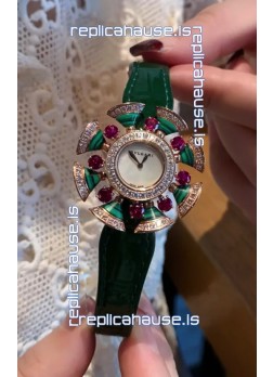 Bvlgari Divas's Dream Edition Watch in Rose Gold Casing - Diamonds Paved Bezel Swiss Replica