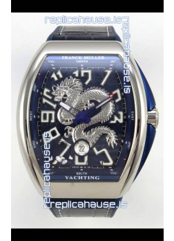 Franck Muller Vanguard Super Clone Yachting Dragon V45 Blue Dial Stainless Steel Case Watch 