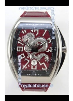 Franck Muller Vanguard Super Clone Yachting Dragon V45 Red Dial Stainless Steel Case Watch 
