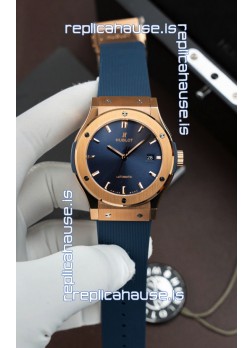 Hublot Super Clone Classic Fusion Titanium Rose Gold Blue Dial 42MM Watch