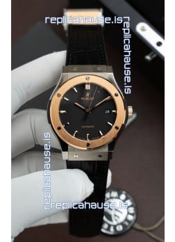 Hublot Super Clone Classic Fusion Titanium Two Tone Rose Gold Black Dial 42MM Watch