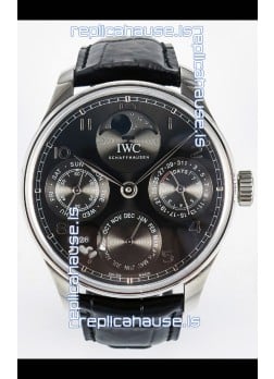 IWC Super Clone Portuguese Perpetual Calendar Steel Case Grey Dial Replica Watch 