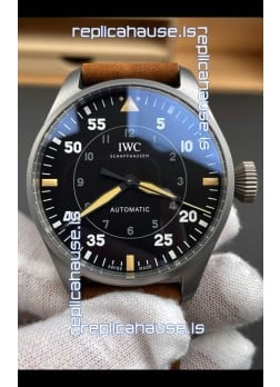 IWC Super Clone Spitfire Black Dial Titanium Swiss Replica Watch 