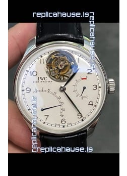 IWC Portuguese Genuine Swiss Tourbillon Movement Steel Watch in White Dial