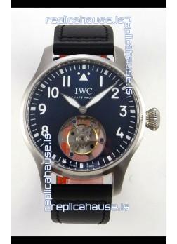 IWC Super Clone Portugese Hand-Wound Genuine Tourbillon Blue Dial Steel Casing Watch