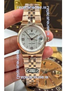 Rolex Land-Dweller 127235 Steel Honeycomb Rose Gold 36MM Swiss Replica Watch 