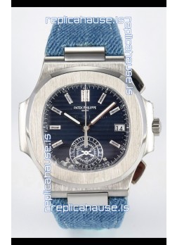 Patek Philippe Nautilus 5980/60G-001 Blue Dial Fabric Strap Crystal Numerals