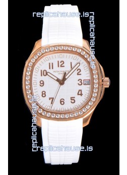 Patek Philippe Super Clone Aquanaut Rose Gold White Dial 38.5MM Watch 