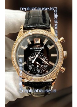 Patek Philippe Super Clone Complications 5961 Rose Gold Watch with Mossanites