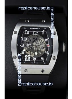 Richard Mille RM010 Stainless Steel Replica Watch in Black Strap