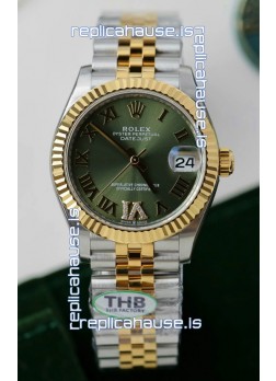 Rolex Datejust Cal.3235 Movement Super Clone Rose Gold 2 Tone 31MM Green Dial Watch 