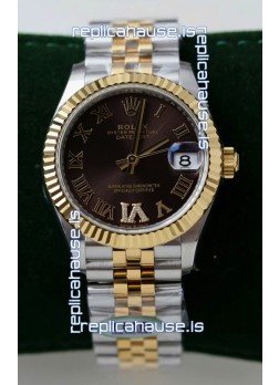 Rolex Datejust Cal.3235 Movement Super Clone Rose Gold 2 Tone 31MM Brown Dial Watch 